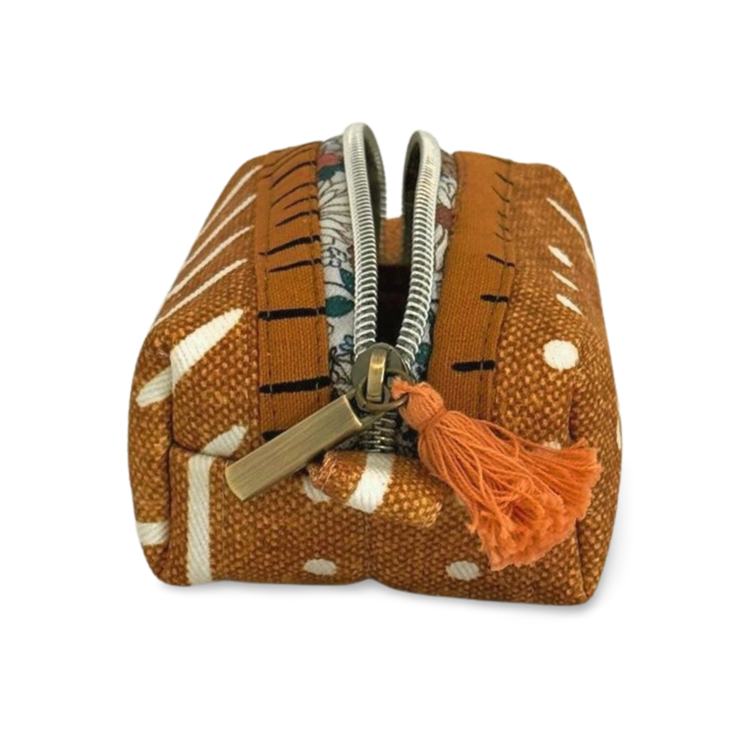 Tan Mudcloth Box Pouch