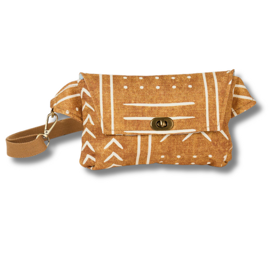 Tan Mudcloth Travel Sling