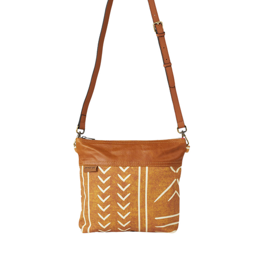 Tan Mudcloth Bucket Bag